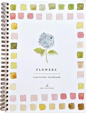 Flowers Watercolor Workbook by , 12 Beginner Friendly Sketched Illustrations, La