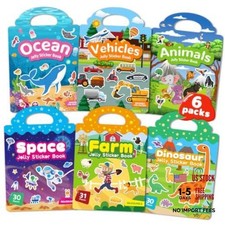 6 Pack Jelly Reusable Sticker Book for Toddlers - Stickers for Kids