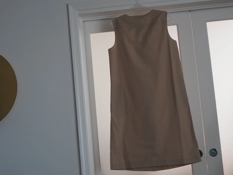 Vestido Tory Burch algodão popeline pomba cinza (caqui) tamanho 14 novo com etiquetas - Imagem 4 de 4