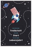 Geburtstag Geldkarte Karte Mit Umschlag, Unverpackt, Weltall Rakete Treibstoff F