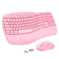 Ergonomic Keyboard and Mouse Wireless, Wave Keys Natural Typing, 2.4G Wireles...