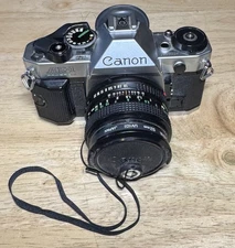 Canon AE-1 Program 35mm SLR Camera +Canon FD 50mm 1:1.8 Lens Missing Rewind Knob