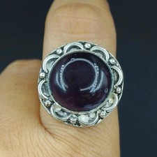 Natural Amethyst Gemstone Handmade 925 Sterling Silver Ring Size-9 US