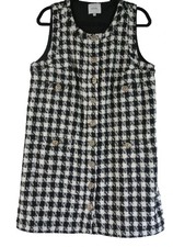NEW, Reformation Tropez Tweed Shift Dress Black Check Size 10 #MD1357