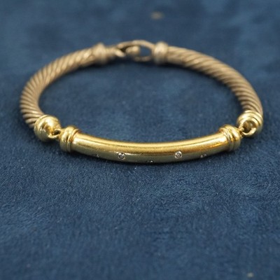 David Yurman 5mm Metro Bracelet Gold w Diamonds & Silver ''Broken Clasp''