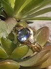 Vtg Ross Simons Gold Plated 925 SS Oval Topaz Diamond Accent Ring 4grams 10mm