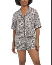 NWT Tart 2-Piece Kine Shorty Pajama Set Black Leopard Size- L