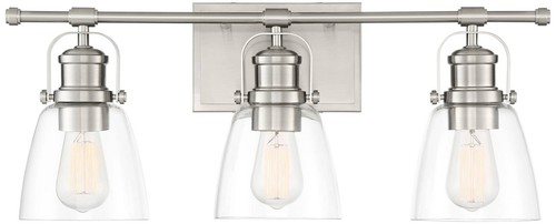Kalen Modern Wall Light Nickel Hardwired 23 1/2" 3-Light Fixture Clear Glass - Picture 2 of 8
