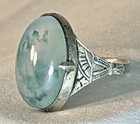 Vintage Sterling Silver & Nephrite Green Jade Ring Cabochon Size 8 — photo 2