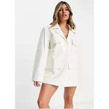 Lioness White Faux Leather Victory Boulevard Mini Dress Women Sz XS NWT