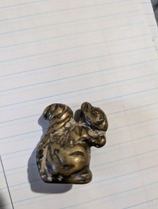 Vintage Squirrel W/ Nut Figurine Heavy Bronze Miniature 1.5”