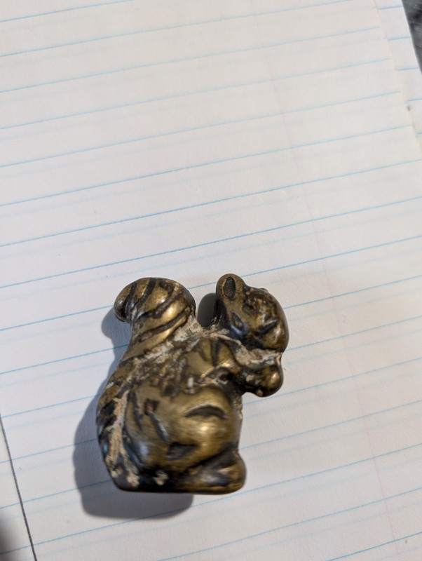 Vintage Squirrel W/ Nut Figurine Heavy Bronze Miniature 1.5”