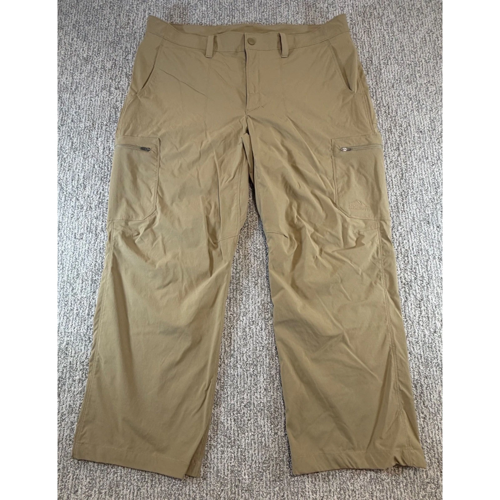L.L.Bean Cresta Hiking Pants Mens 38x29* Tan Nylon Spandex Cargo Trousers 506421