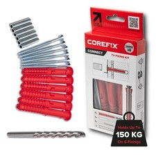 Corefix 6 x 100mm TV Wall Fixings With Drill Bit Included Plasterboard Over