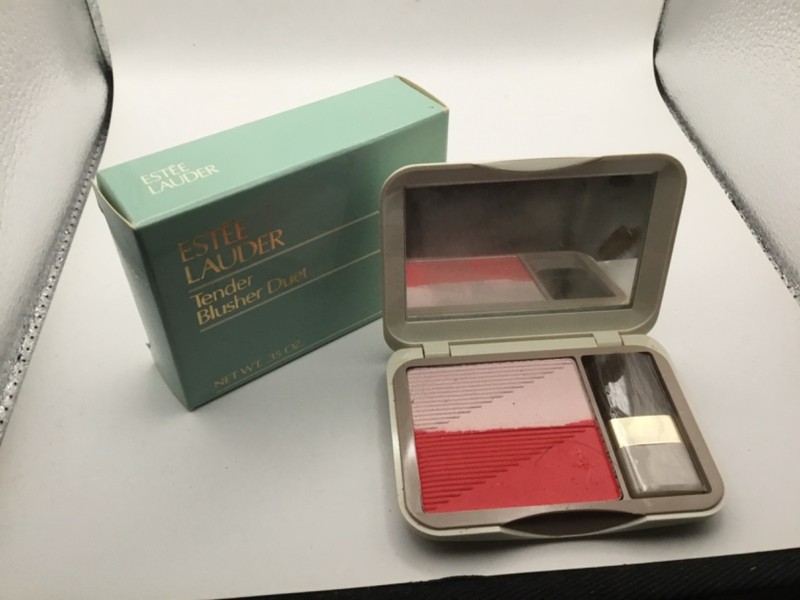 Vintage Estee Lauder Tender Blusher Duet White Crystal / Hibiscus 02 Compact NIB