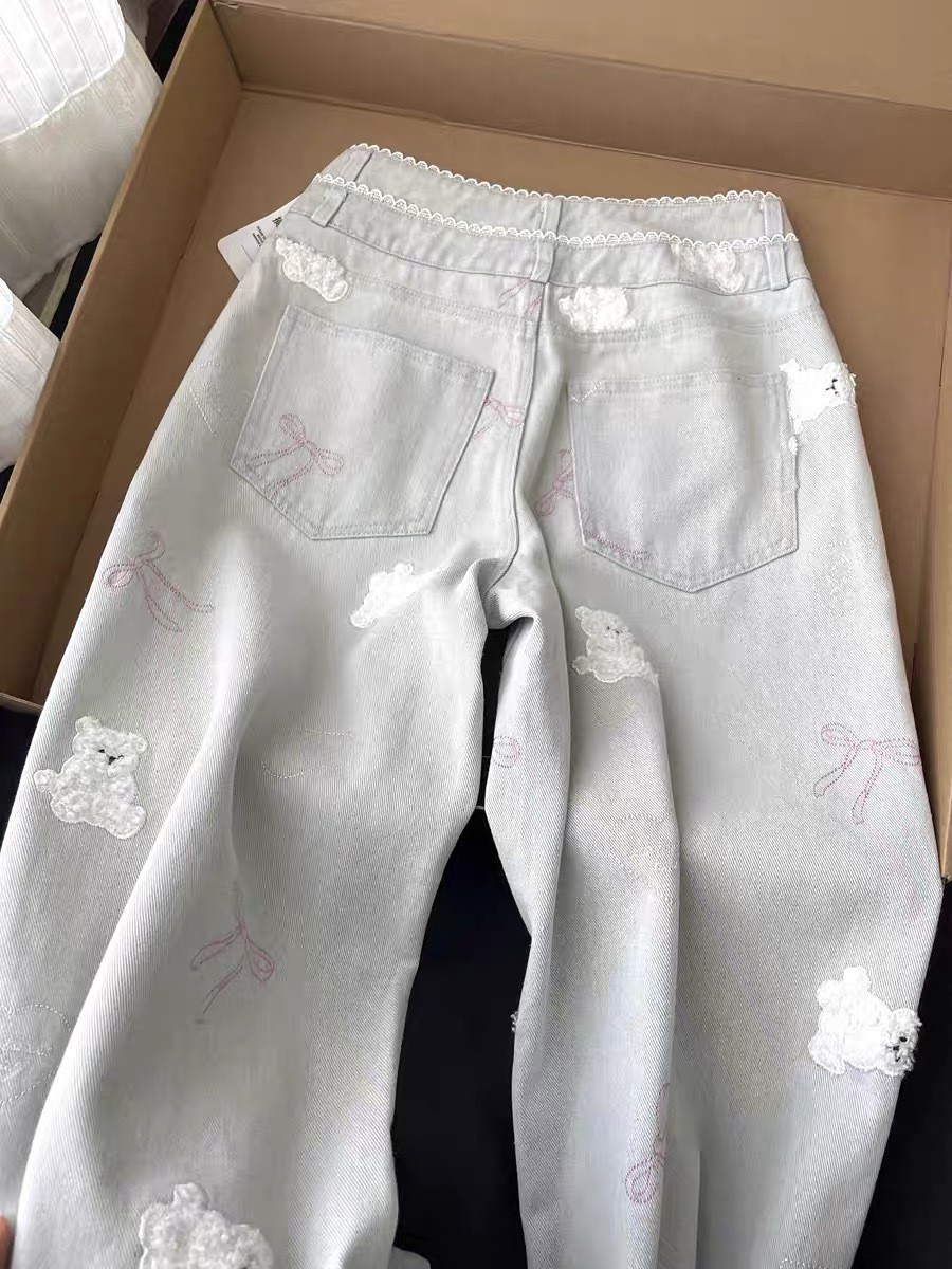 Bear Embroidered Animal Print