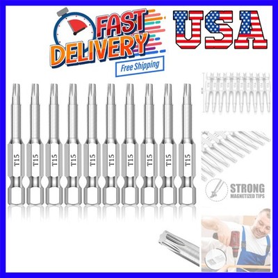T15 Torx Bits10-Pack 2 Inch, 1/4 Inch Hex Shank S2 Steel Magnetic star 6 Poin...