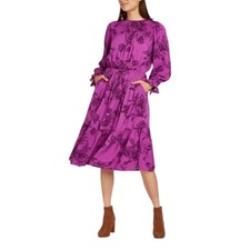 A New Day Floral Prairie Midi Dress OVERSIZED Small Ruffle Tiered Elastic Waist.