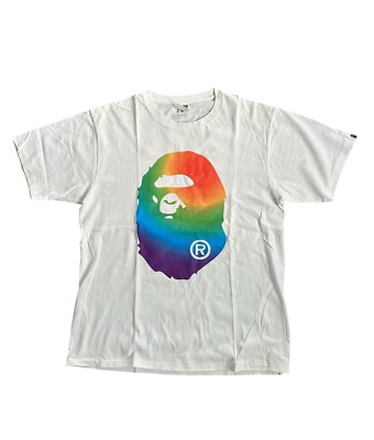 Bape 'Rainbow Ape Head' Double Sided Men's Size XL White T Shirt A