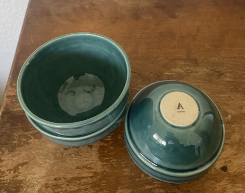 New Anthropologie Rowen Portugese Green Stoneware Nut Bowls- SET OF 3 - Picture 4 of 6