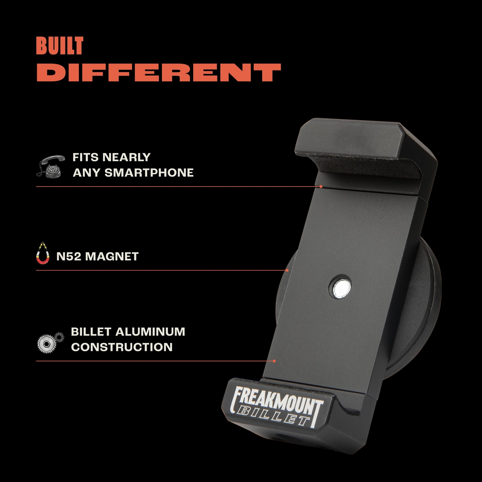 Magnetic Motorcycle Phone Mount for Harley - Fits Most Phones Black