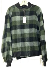 VINTAGE WOOLRICH Green/Black Plaid Men Size XL Wool Zipper Jacket Deadstock New
