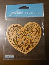 Jolee's Boutique PATTERNED WOOD HEART Scrapbooking Embellishment
