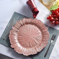 6 ROSE GOLD 13" Round Textured Charger Plates Wedding Dinner Decorations Home