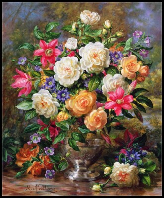 Flowers Albert Williams 2 - Counted Cross Stitch Patterns - Color & BW Symbols