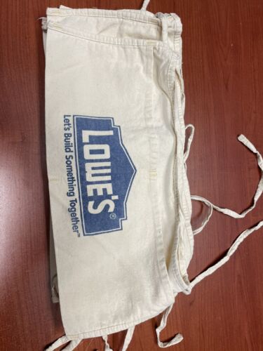 6 Vintage Lowe's Cloth 2 Pouch Waist Apron Nail/Tool Bag Cotton White - Picture 2 of 3