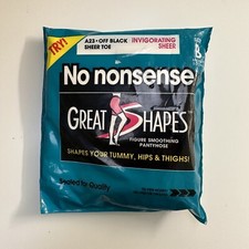 No Nonsense Vintage Great Shapes Pantyhose NEW SEALED Size B Off Black Sheer Toe