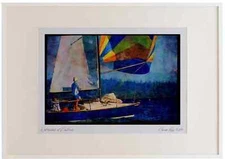 Sailing 007082 Man Viewing Spinnaker Watercolour Picture Frame Ltd Ed A2