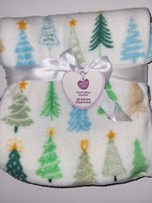 Plush Baby Blanket Parents Choice Unisex Polyester 30"x36" White Multicolor