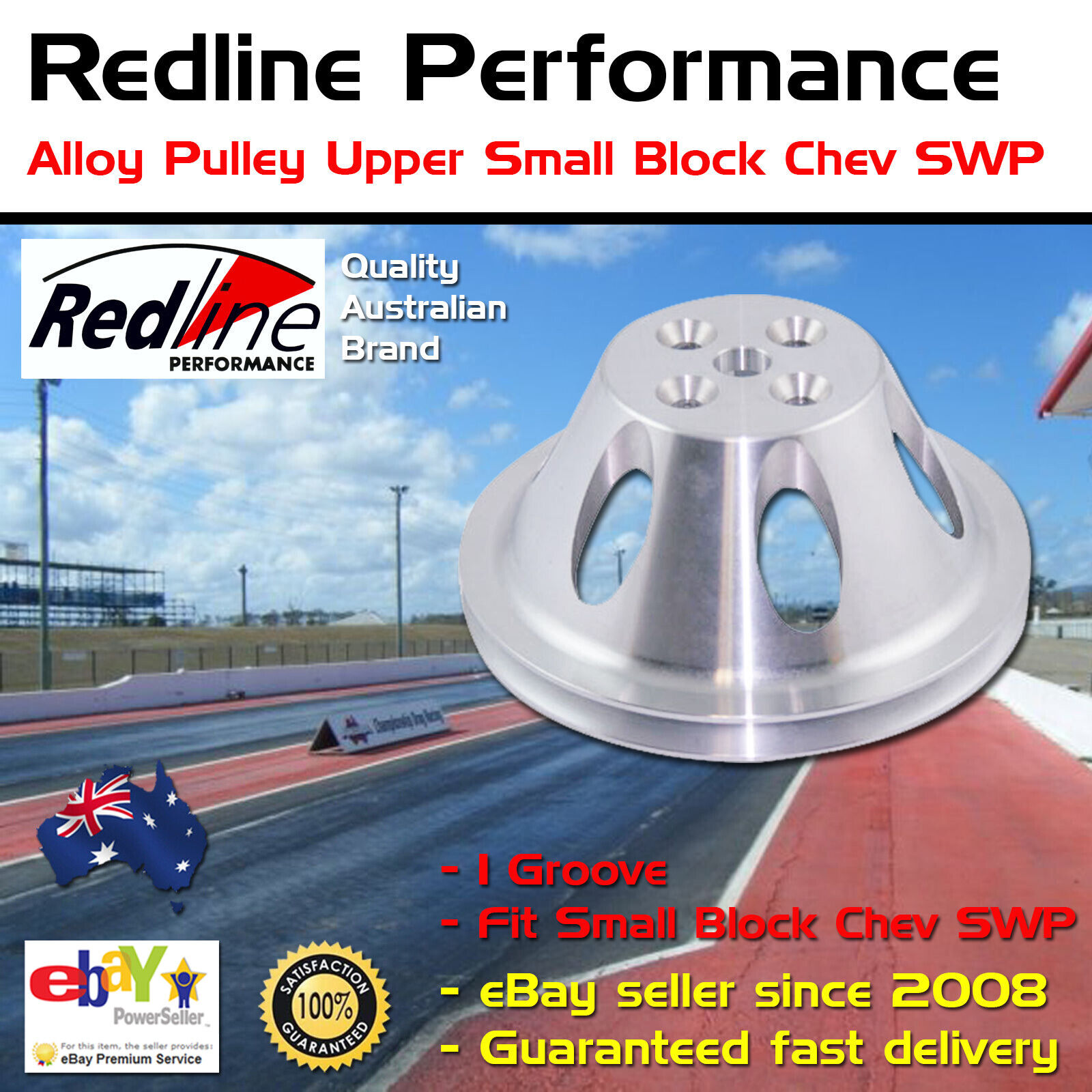 New Redline Alloy Pulley Upper 1 Groove Small Block Chev SWP