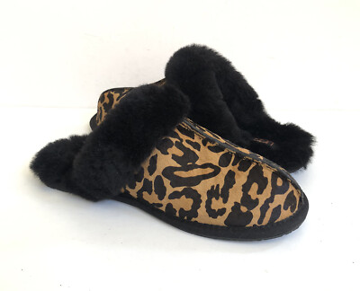 UGG SCUFFETTE II PANTHER PRINT AMPHORA SHEARLING SLIPPERS US 8