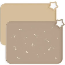 Moonkie Silicone Placemats for Baby & Kid Stain Resistant Non-Slip Toddler Fo...