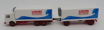 a WIKING HO 1/87 TRUCK TRUCK MAN BÜSSING REFRIGERATED PACKFISCH + trailer #472