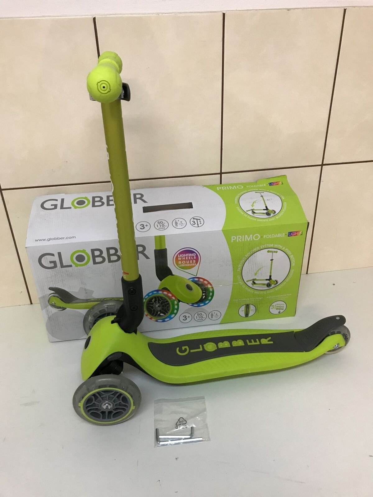 Luci pieghevoli GLOBBER Primo - Piloga bambini, 120/80 mm, ABEC 5, 3 ruote