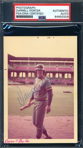 Darrell Porter PSA DNA Coa Signed Original 1974 Photo Milwaukee Autograph