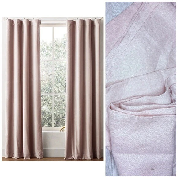 Restoration hardware teen 2015 light pink metallic drapes 2 50x100 inch curtains