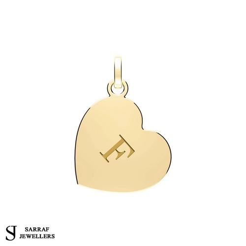 Colgante de letras iniciales de corazón, colgante de oro liso de 9 quilates para collar, dije inicial - Imagen 10 de 12