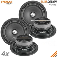 4x PRV Audio 8" Shallow Midrange Bullet Speakers 8MR400B-4 SLIM 4Ohm 1600 Watt 