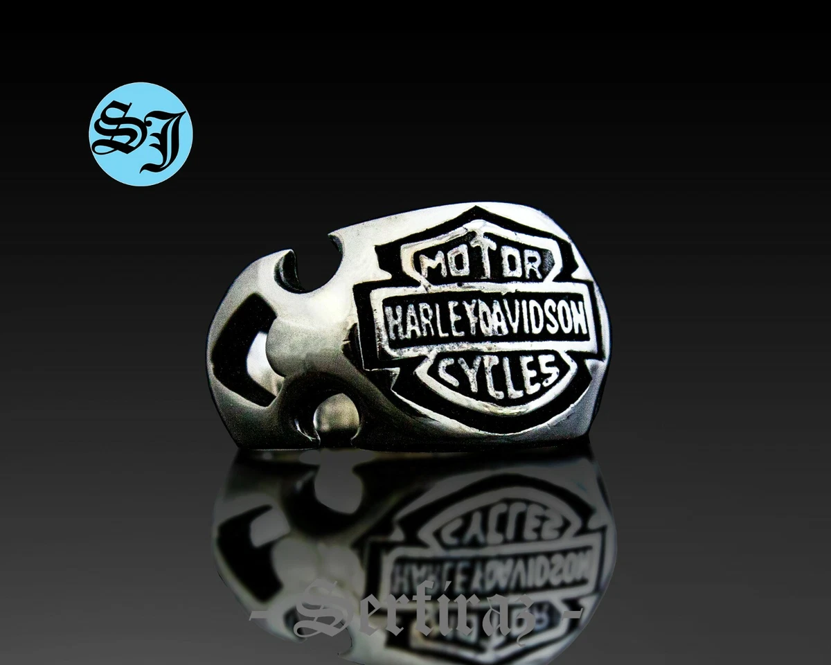 Mens Biker Handmade Harley Davidson 925 Sterling Silver Ring