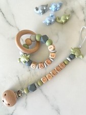 Handmade Personalised Gift Set Teether Silicone Rattle Teething Toy Baby Custom