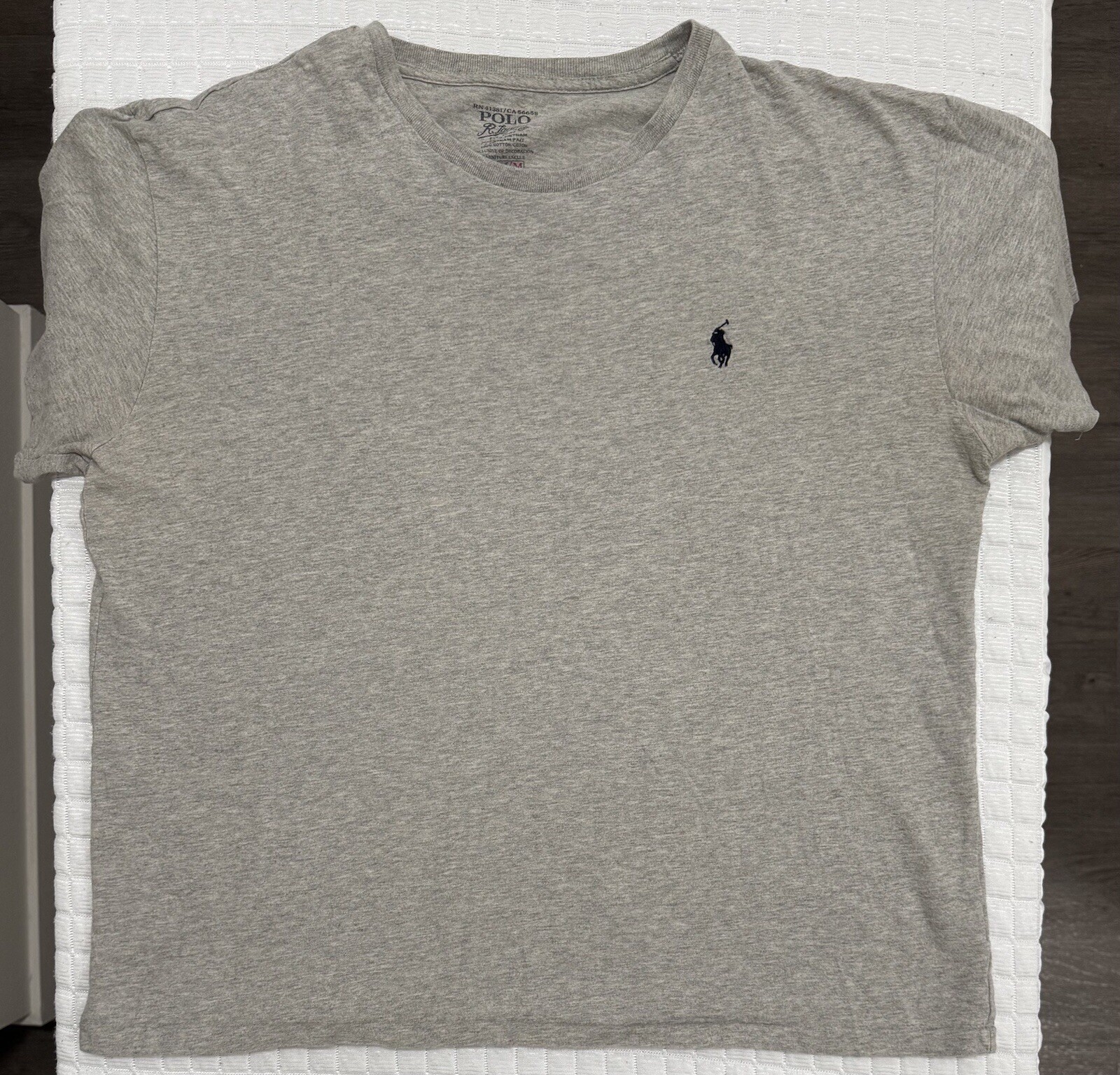 T shirt uomo vintage Ralph Lauren manica corta grigio erica piccola nera pony M