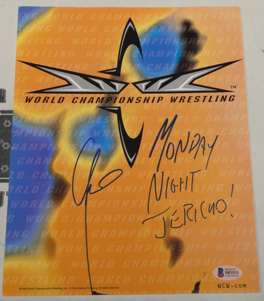 Foto promocional original firmada por Chris Jericho WCW 8,5x11 BAS Beckett certificado de autenticidad WWE AEW Y2J Foto 2 de 4