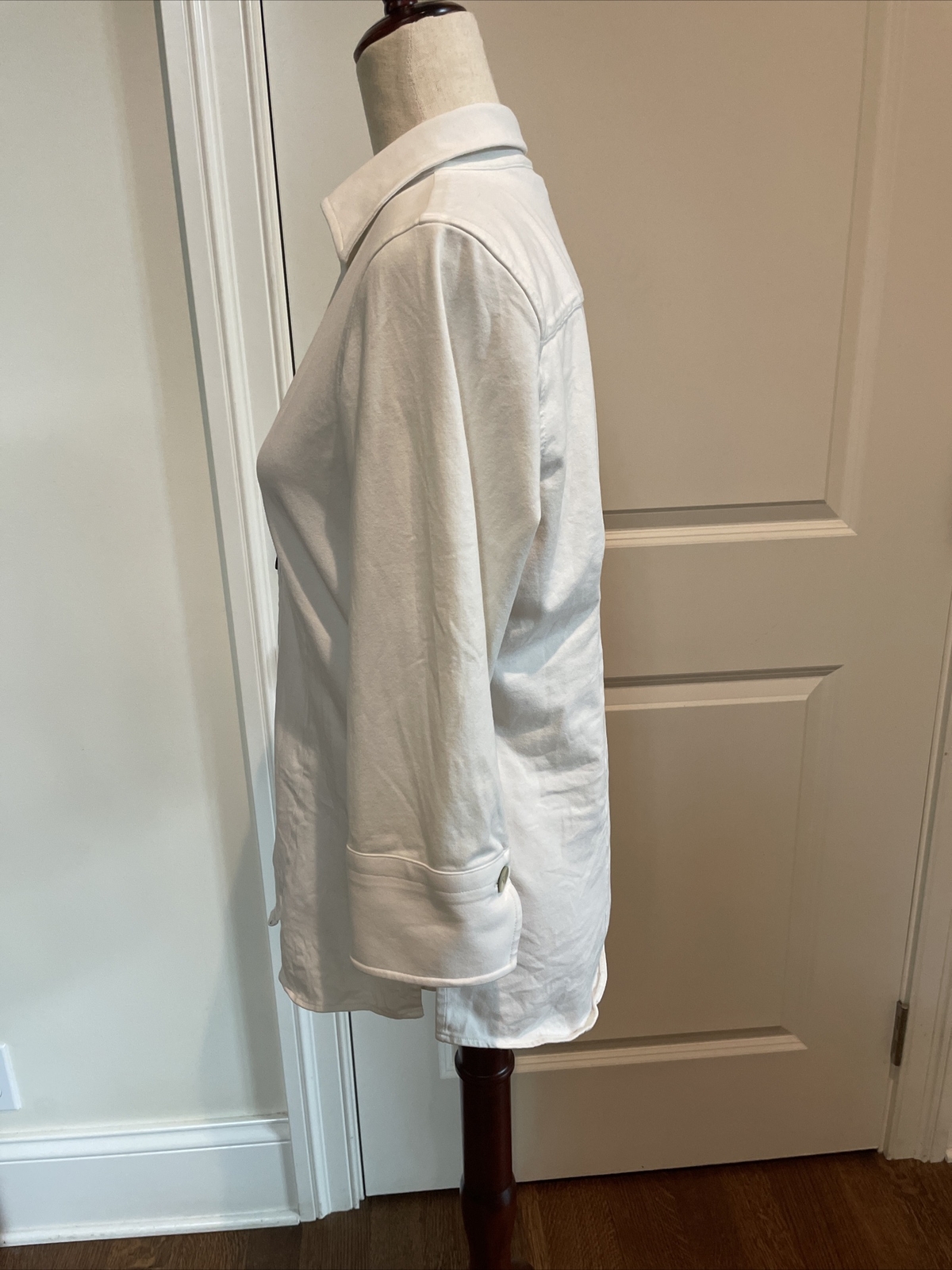 Foxcroft Medium White Solid Stretch Top Mother of… - image 4