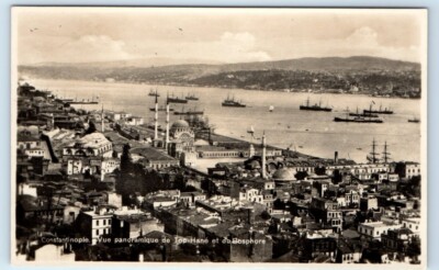 RPPC CONSTANTINOPLE Vue Panoramique de Top-Hane et du Bosphore TURKEY Postcard