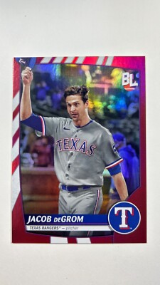 Jacob DeGrom 2023 Topps Big League #290 Super Rare Red Foil Texas