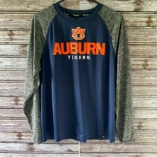 Fanatics Men's Auburn Tigers Long-Sleeved Shirt Size L Navy Heathered Sleeves